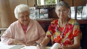 The Colley Senior Complex hosted a book signing for Nadine Johnson. Joyce Law, left, was one of many who took advantage of the opportunity to visit with the author. 