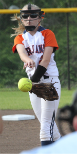 CHHS Lady Trojan Hannah Calhoun pitches against Pike County High School Thursday in a home game 5-1 victory over the Bulldogs. MESSENGER PHOTO/DAN SMITH