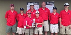 The Pike Liberal Arts Golf team qualified for state following the team’s first tournament of the year, five of the team’s members qualified individually to go to state. Above, the group shows off their trophy from their most recent tournament in Greenville hosted by Fort Dale Academy. SUBMITTED PHOTO