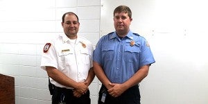 Messenger Photo/Scottie Brown Pictured from left are Capt. Curtis Shaver and Sgt. Mylan Beasley during the pinning ceremony for Beasley Tuesday morning.