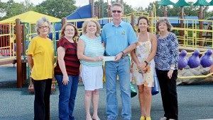 The Pilot Club donated $1,000 to the Troy Recreation Center Friday. Pictured from left are Carolyn Barron, treasurer; Tracey Davis, president; Teresa Doty, president elect; Dan Smith, Troy Parks and Recreation director; Angel Tillery, former president and Gayla Kinney, secretary. MESSENGER PHOTO/COURTNEY PATTERSON