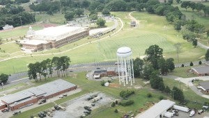 Messenger photo/Jaine Treadwell A view of the Trojan Arena at Troy University from the helicopter.