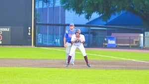 Messenger Photo/Mike Hensley Troy Post 70’s 19U team fell to Ozark 6-2 on day one of the Terry Jinright Invitational. Post 70 was able to get a Jabronski Williams single to score Chase Hartley and Chandler Davis scored on a pass ball. In the end untimely walks and errors were too much to overcome in the loss. Post 70 will be back in action this evening when they play Tuscaloosa post 34