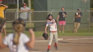 Photo/mike hensley The Troy Darlings found themselves down by five runs early in Wednesday’s game against Opp. After a back-and-forth game, Troy was able to hold to a 21-18 win to advance to the district championship this evening. 