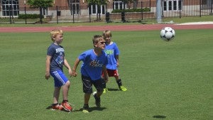 Photo/mike hensley Troy University’s soccer team is hosting a two week long soccer camp on The Troy University campus. The camp is offered to children from ages four through 13 and there will be a half day and full day packages available. 