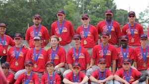 Submitted Photo Two members of the Charles Henderson High School JV Baseball team won the 2016 Alabama State Games Gold Medal this past weekend at Eagle Stadium in Ozark Alabama. Pictured are members of the AAU Wiregrass Cardinals Baseball 15U Team displaying their gold medals including Trott Sikes (front row far right) and Brock Huner (Middle Row fourth from left).   The Wiregrass Cardinals will compete in 35 or more games this summer including a tournament in Troy. 