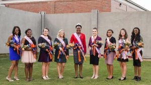 Photo/ Charles Henderson announced their 2016 Homecoming court during last Friday nights football game against Booker T. Washington. Pictured left to right: Freshman Attendant Dazina Townsend, Sophomore Attendant Rhezgeine Dobbins, Junior Attendant Abbie Barron, Senior Attendant Marah-Katelin Davis, Homecoming Queen Diezah Holland, Senior Attendant Amelia Steel, Junior Attendant Morgan Scott, Sophomore Attendant Lendson Adamson and Freshman Attendant Aquajah Hilliard. 