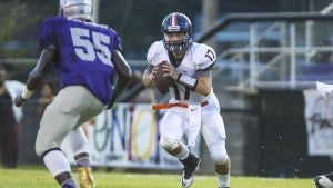 Photo/mike hensley Noah Lowery attempts to make a play during Pike County earlier this month. Lowery and the Bulldogs will travel to Ozark to take on Carroll on Friday night.