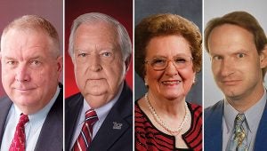 Troy Alumni of the Year will be honored. Left to right: Chuck Ash, Wiley Locklar, Dr. Imogene Mixson, Dr. Yves Sucaet.