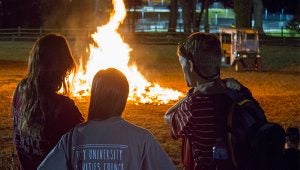 Troy Universit students attended a bonfire pep rally on Tuesday in anticipation of the rivalry game against South Alabama on Thursday.
