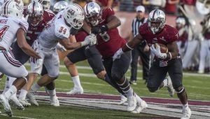 Photo/jonah enfiger The Troy Trojans improved to 7-1 on the season Saturday afternoon when they defeated the UMASS Minutemen 52-31. The Trojans will be back in action this Saturday when they host the first place Appalachian State Mountaineers at 2:30 p.m.